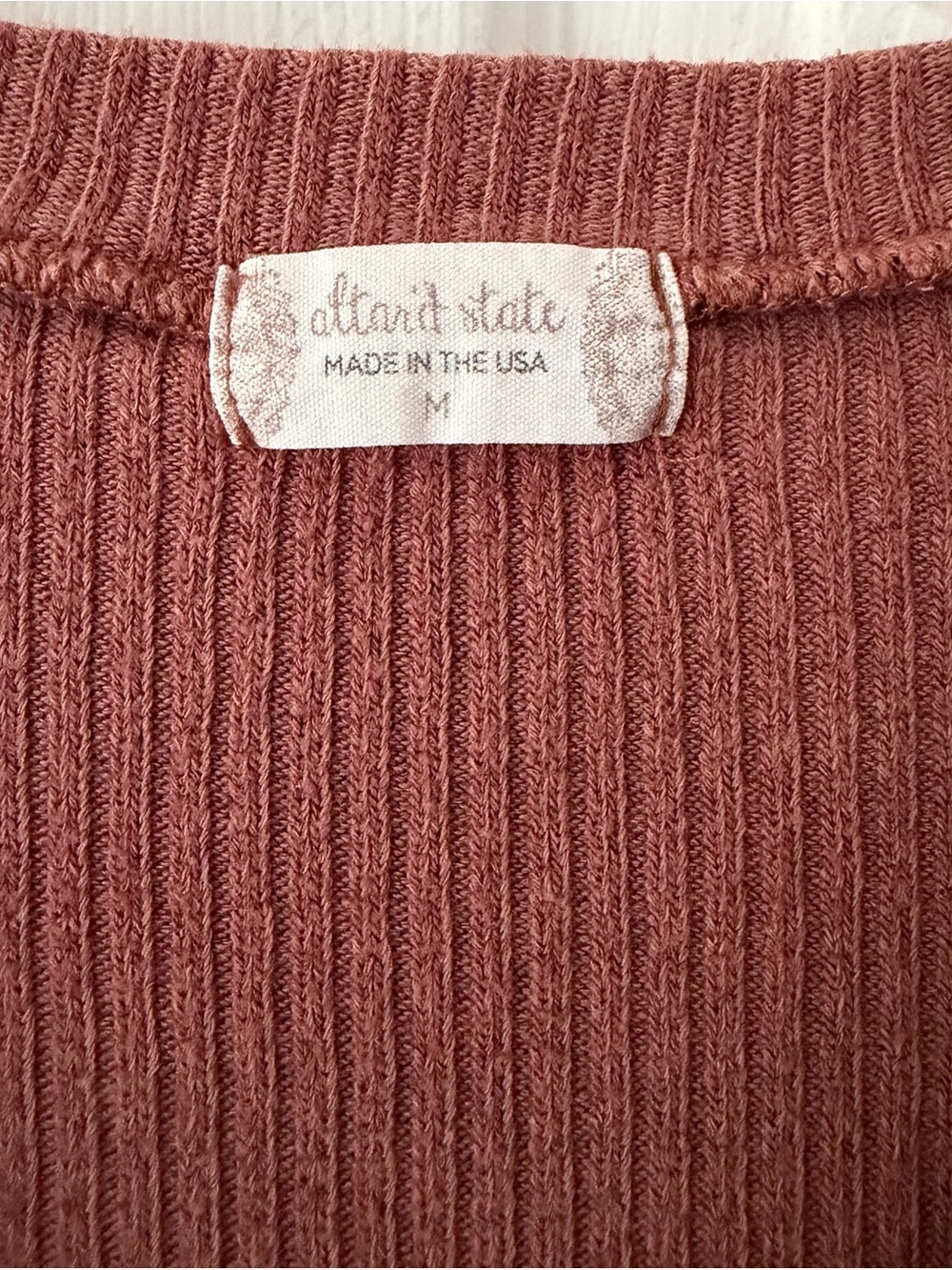 Altar'd State Rust Ribbed Cropped Button Cardigan - Picture 2 of 5